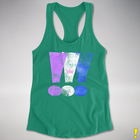 Drag Pride Grunge Exclamation Points Racerback Tank - Kelly Green
